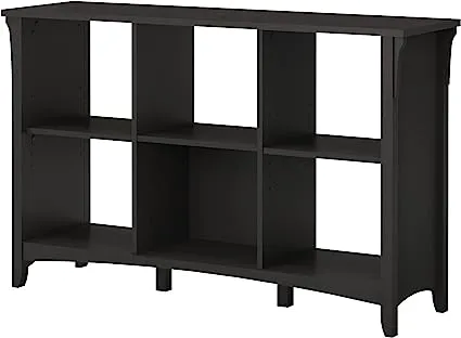 Bush Furniture Salinas Cube Shelf and Bookcase | Display 6 Shelves | Modern Storage Cabinet with Open Bookshelf for Library, Office, Living Room, Bedroom and More, 48W x 14D x 30H, Vintage Black