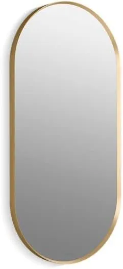 KOHLER 26051-BNL Essential 20" x 40" Capsule Wall Mirror, Large Capsule Bathroom Mirror, Vanity Mirror with Frame, Brushed Nickel