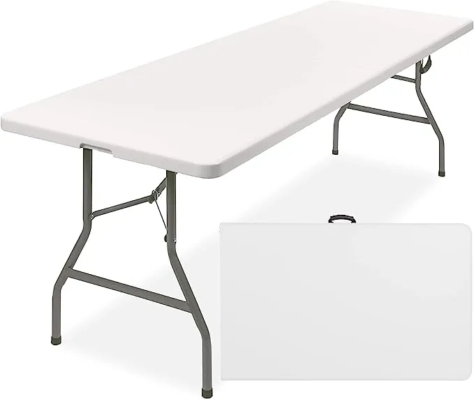 4 ft. Plastic Folding Picnic Table, Indoor Outdoor Heavy-Duty Portable with Handle, Lock