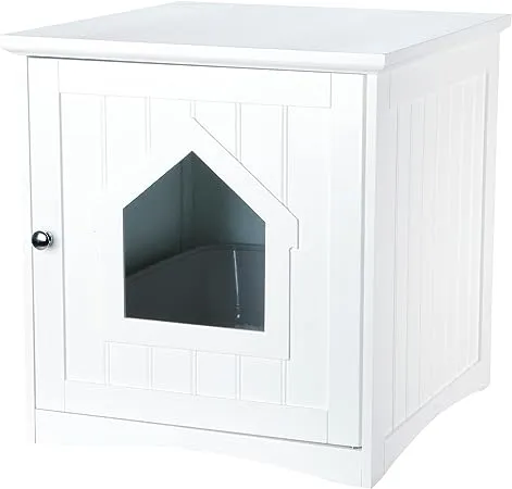 Trixie Wooden Cat House and Litter Box Enclosure, White