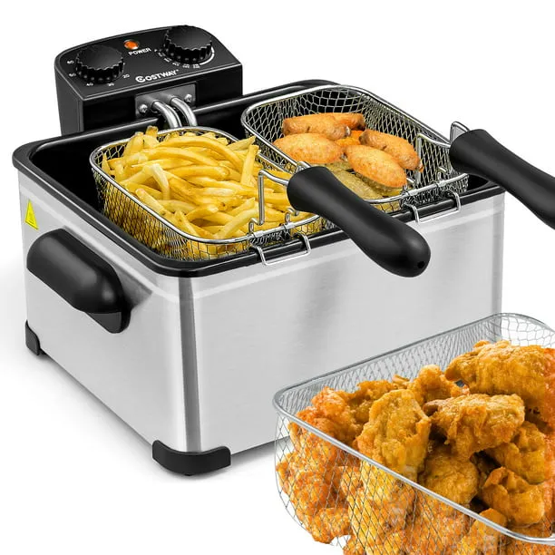 Costway Electric Deep Fryer Stainless Steel 1700W Basket