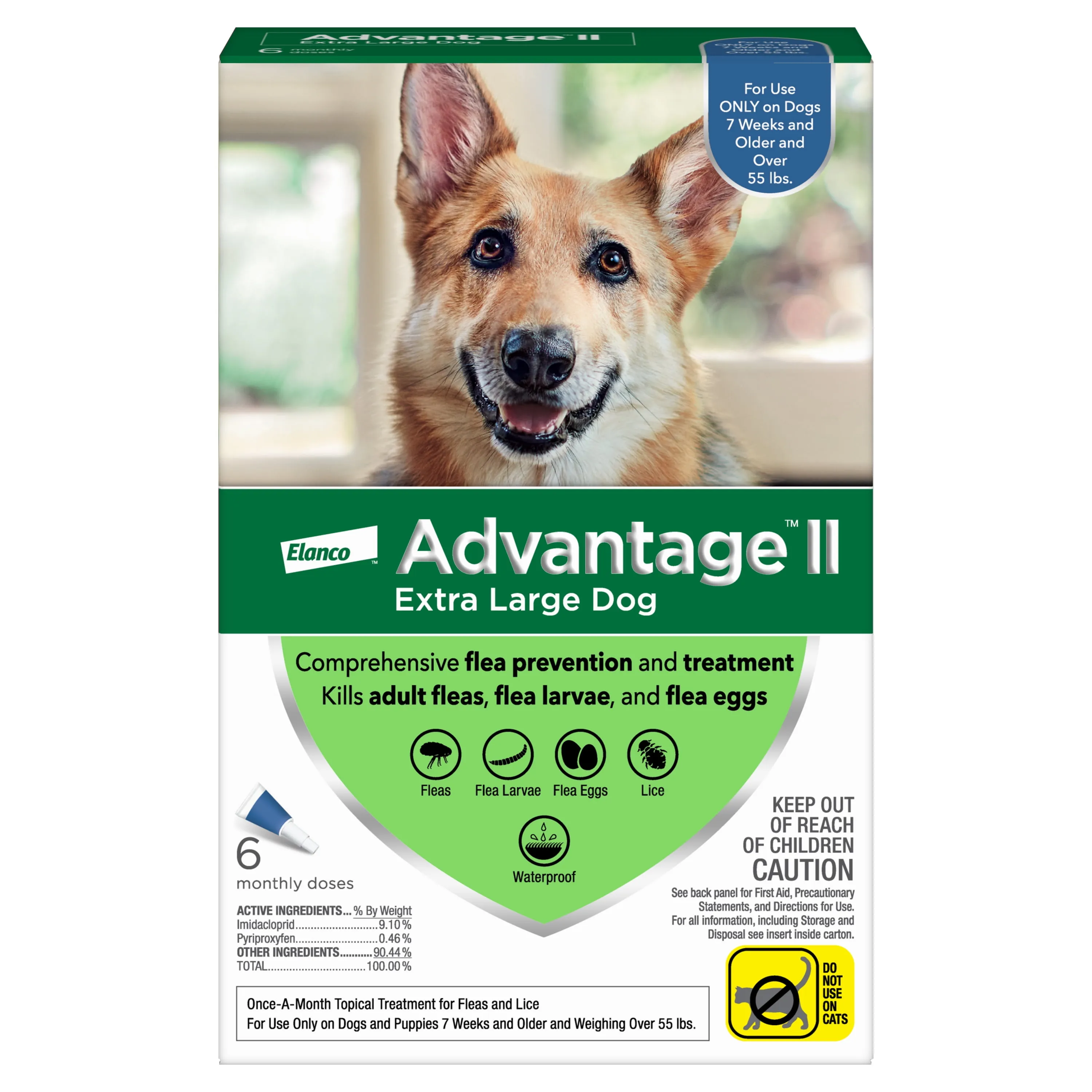 Advantage II For Extra Large Dogs Over 55 lbs, 6 Pack BLUE