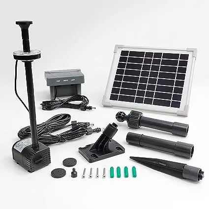 Aeo Solar Water Pump with Backup Battery for Birdbath, Fountain, Small Pond, Garden Decoration (Battery Included)