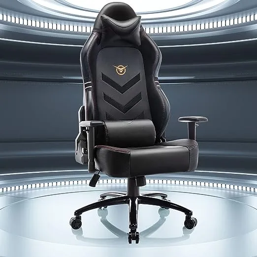 Big and Tall Gaming Chair with Footrest 350lbs-Racing Computer Gamer Chair, Ergonomic High Back PC Chair with Wide Seat, Reclining Back, 3D Armrest for Adult-Black