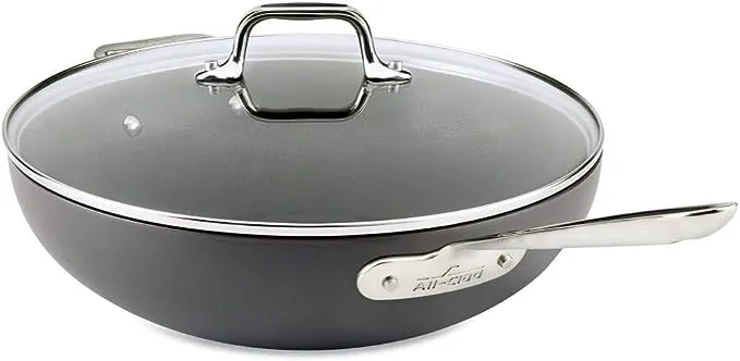 All-Clad HA1 Hard Anodized Nonstick Chef's Pan,12 Inch Induction Oven Broiler Safe 500F, Lid Safe 350F Pots and Pans, Cookware Black