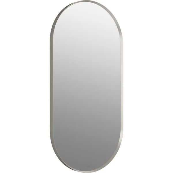 KOHLER 26051-BNL Essential 20" x 40" Capsule Wall Mirror, Large Capsule Bathroom Mirror, Vanity Mirror with Frame, Brushed Nickel