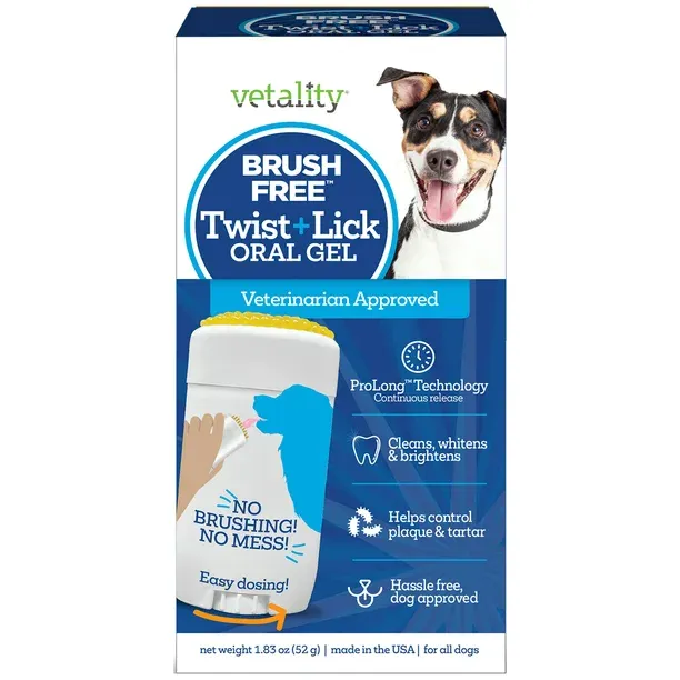 Vetality, Chicken Flavor Brush Free Twist & Lick Oral Gel for Dogs