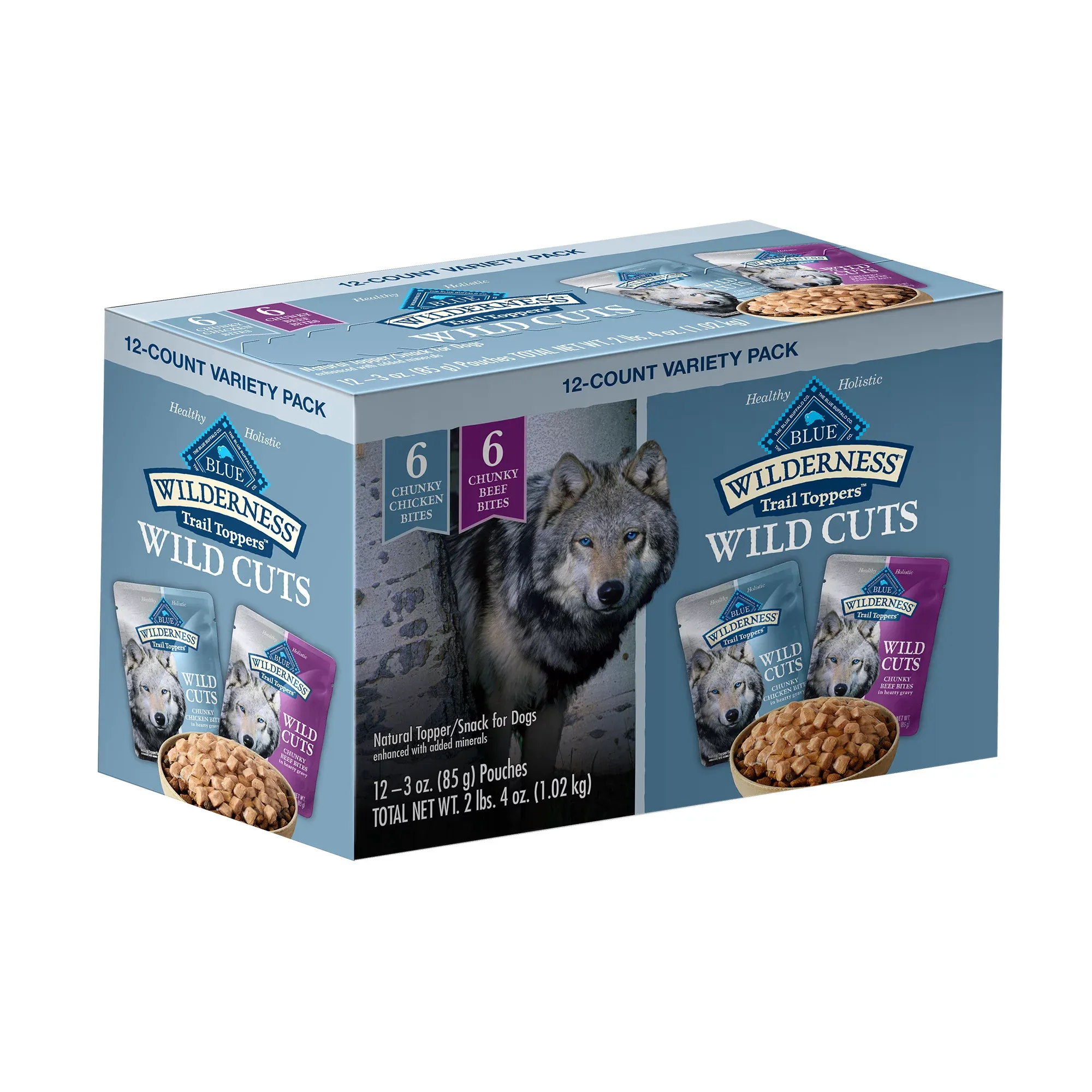 Blue Buffalo Wilderness Trail Toppers Wild Cuts Chicken & Beef Bites Variety Pack Wet Dog Food, 3 oz., Count of 12