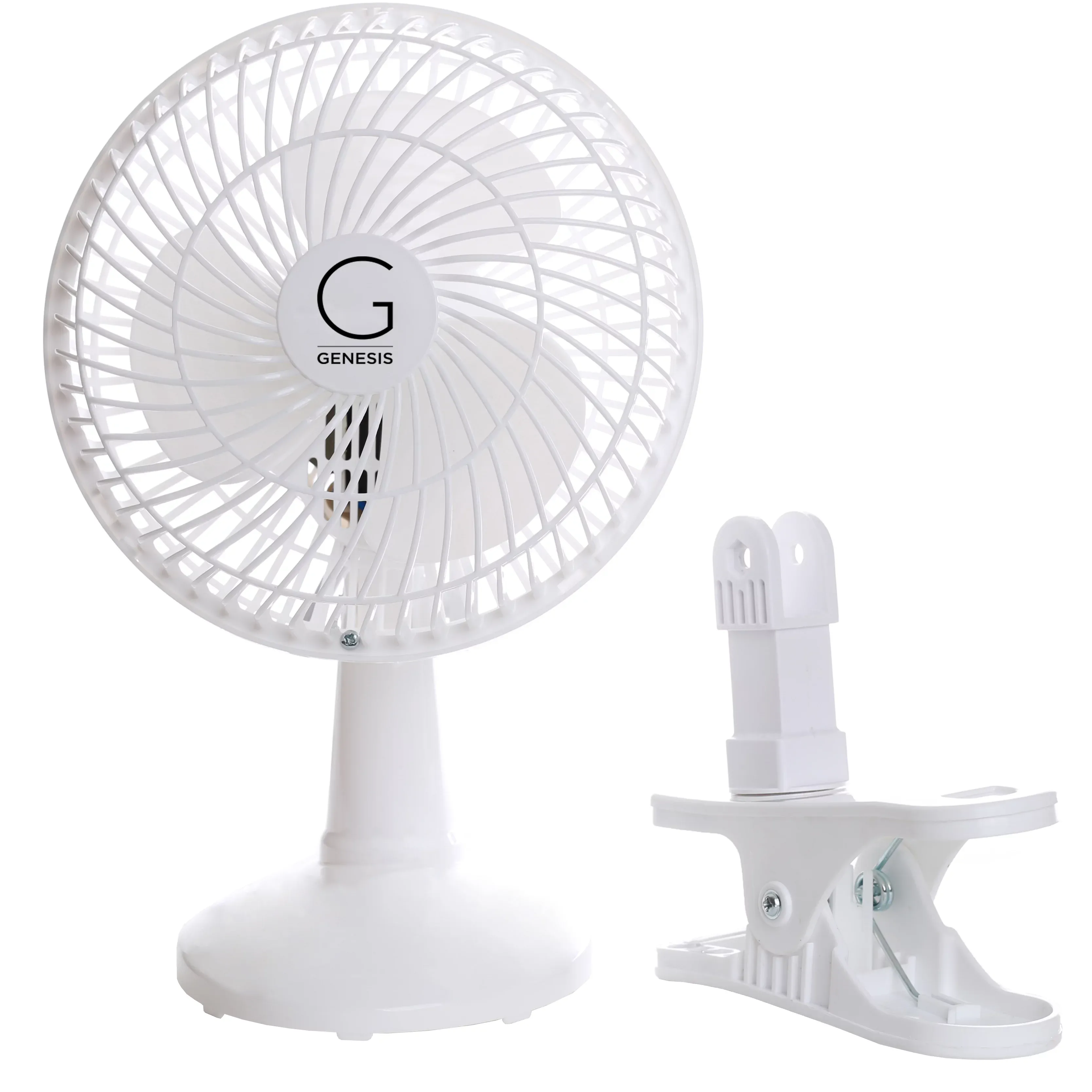 Genesis 6-Inch Clip Convertible Table-Top Clip Fan Two Quiet Speeds