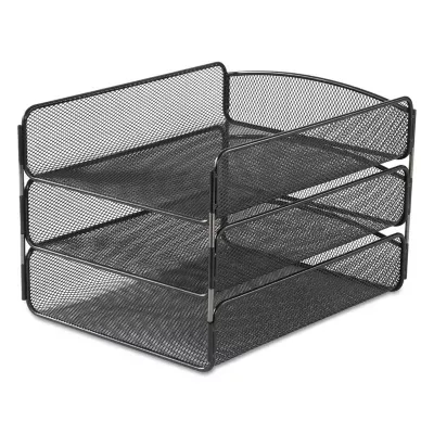 Safco Desk Tray, Three Tiers, Steel Mesh, Letter, Black