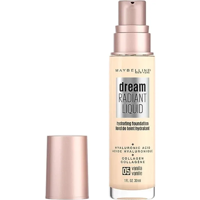 Maybelline New York Dream Radiant Liquid Medium Coverage Hydrating Makeup, Lightweight Liquid Foundation, Classic Ivory, 1 Count