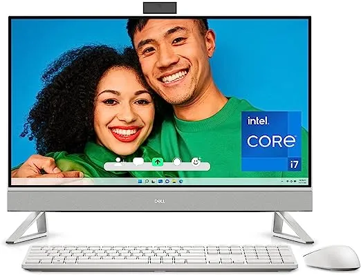 Dell Inspiron 27 7720 All-in-One - 27-inch FHD Display, Intel Core i7-1355U, 16GB DDR4 RAM, NVIDIA GeForce MX550 GDDR6 Graphics, Windows 11 Home, Services Included - White