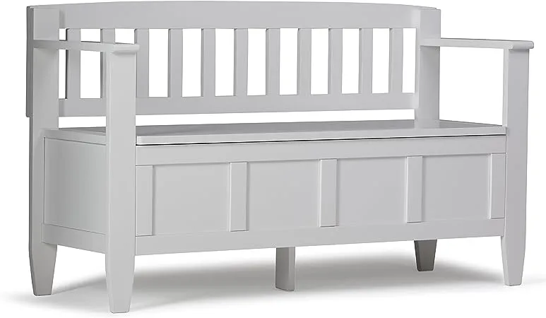 Brooklyn Solid Wood 48" W Contemporary Entryway Storage Bench in White