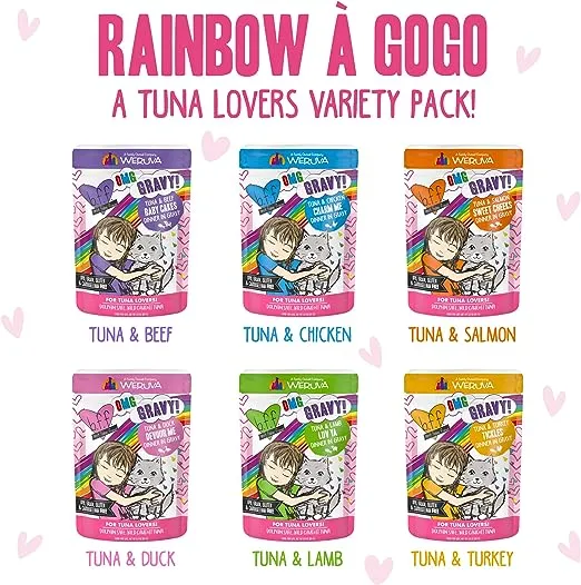 Weruva B.F.F. Omg - Best Feline Friend Oh My Gravy!, Variety Pack, Rainbow Road, Wet Cat Food By, 2.8Oz Cans (Pack Of 12)