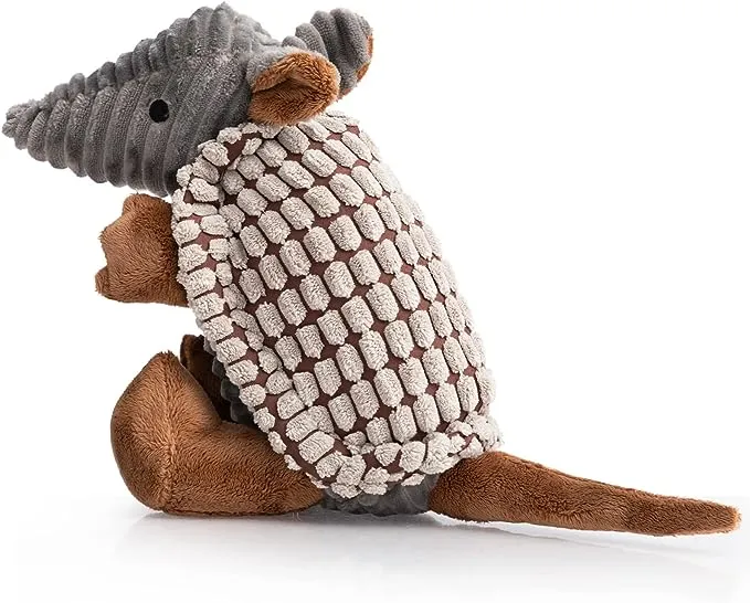 Hollypet Dog Toys, Plush Dog Toys, Squeaky Dog Toys, Stuffed Toys for Small Medium Large All Breed Sizes Dogs, Big Armadillo Animals Toy, Puppy Chew Toy with Clean Teeth, Gray