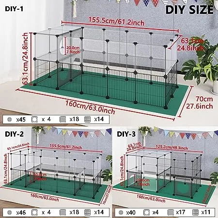 Small Animal Playpen with Oxford Mat, 24 inches Height, 60.2&#034;L x 24.8&#034;W x 24&#034;H