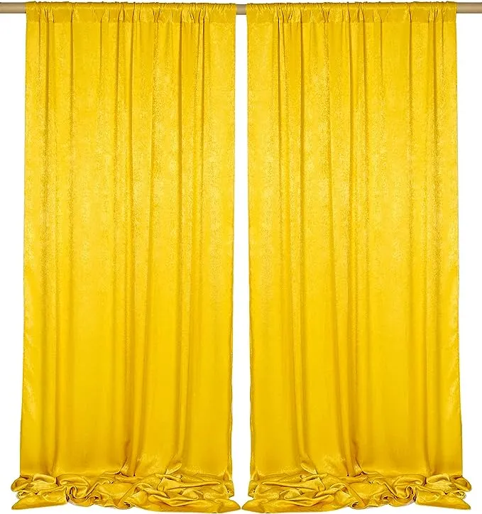 SHERWAY 96 Feet x 10 Feet Gold Thick Satin Backdrop Drapes