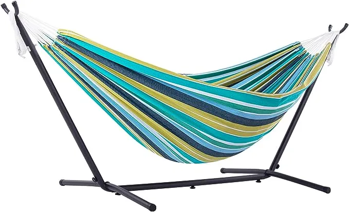 Vivere 9 ft. Double Hammock with Stand: Cayo Reef