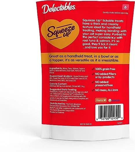 Hartz Delectables Squeeze Up Tuna &amp; Salmon Interactive Lickable 0.5oz Tube (32 C