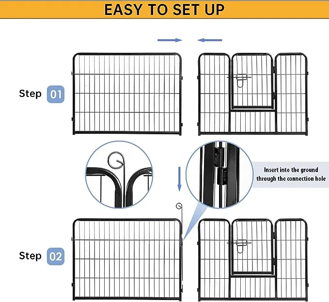 BestPet Dog Playpen Pet Dog Fence 24"/ 32" /40" Height 8/16/24/32 Panels Metal Dog Pen Outdoor Exercise Pen with Doors for Large/Medium/Small Dogs,Pet Puppy Playpen for RV,Camping,Yard