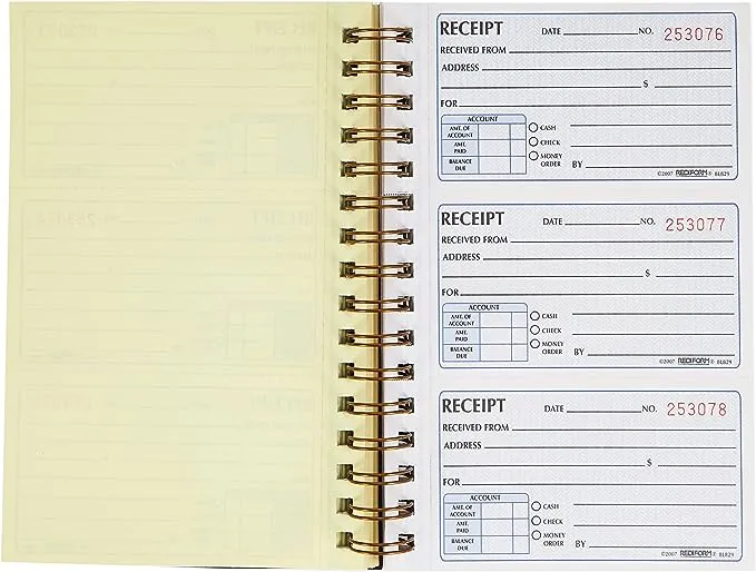 Rediform Gold Standard Money Receipt Book, 2.75" x 5", 225 Numbered Duplicates (8L829)