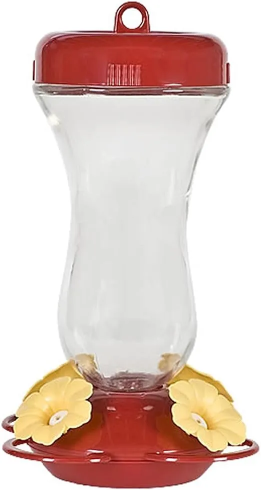 Perky-Pet 131TF 16-Ounce Glass Top Fill Hummingbird Feeder, Red