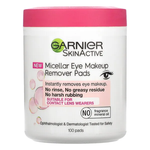 Garnier‏, SkinActive, רפידות מיסלריות להסרת איפור מהעיניים, 100 רפידות