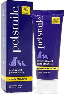 Petsmile Professional Pet Toothpaste | Cat & Dog Dental Care | Controls Plaque, Tartar, & Bad Breath | Only VOHC Accepted Toothpaste | Teeth Cleaning Pet Supplies (London Broil, 2.5 Oz)