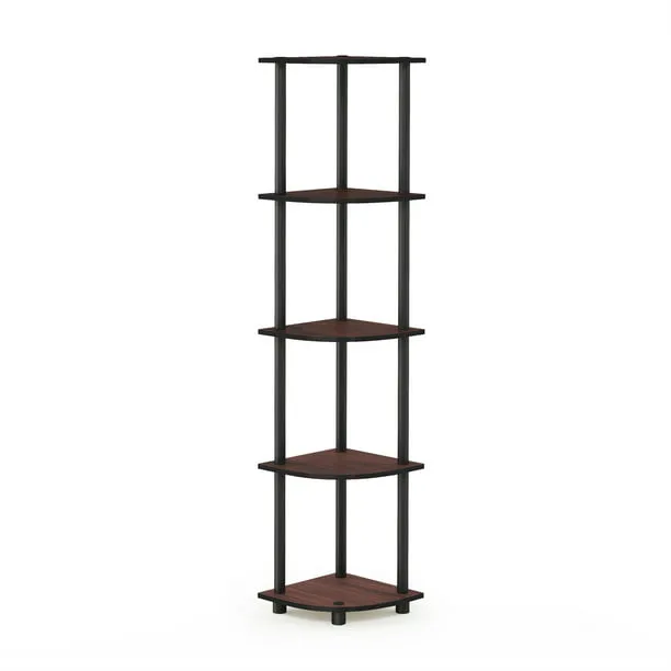 Furinno 11.6 W x 11.6 D x 57.7 H 5-Shelf Freestanding Shelving Unit, Dark Cherry and Black