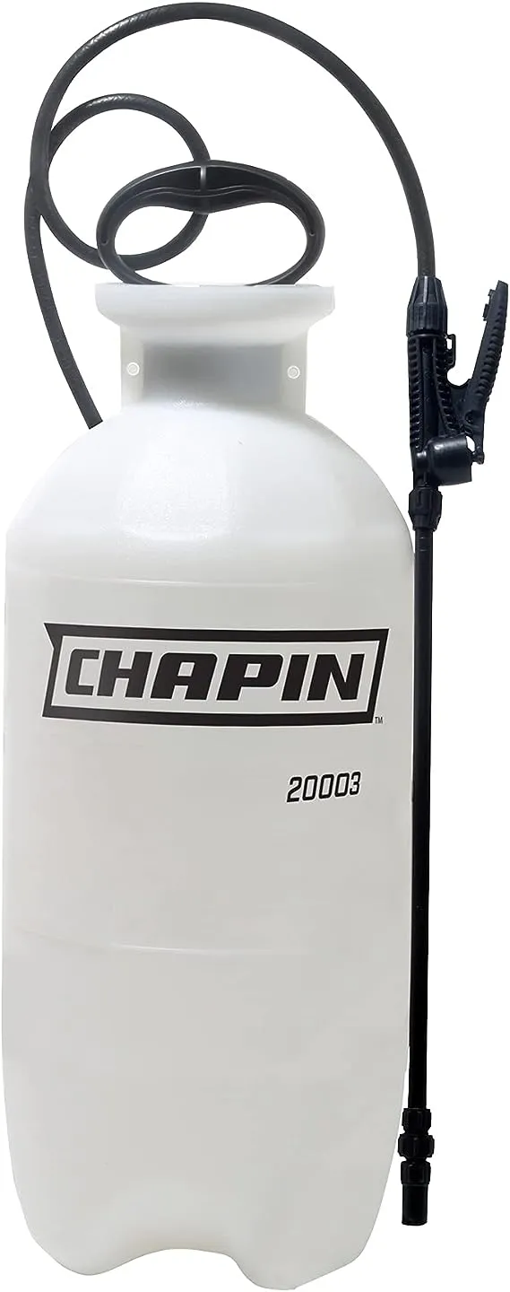 Chapin 20003 Made in USA 3-Gallon Lawn and Garden Pump Pressured Sprayer, for Spraying Plants, Garden Watering, Lawns, Weeds and Pests, Translucent White