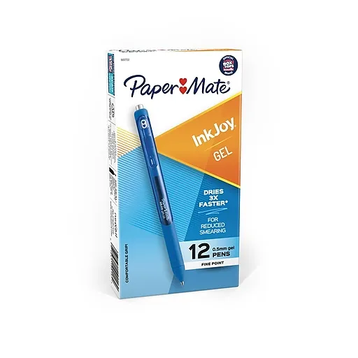 Paper Mate InkJoy Retractable Gel Pen, Blue, 0.5 mm - 12 count