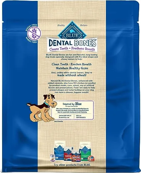 Blue Buffalo Dental Bones Large Natural Dental Chew Dog Treats, (50 lbs and up) 36-oz Bag Jumbo Pack