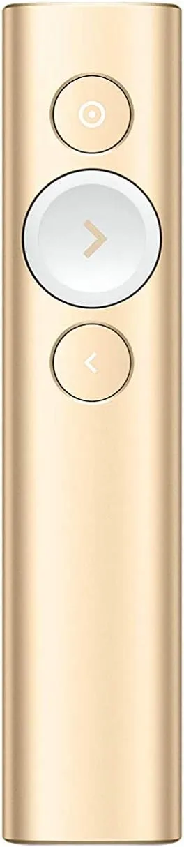 Logitech Spotlight Presentation Remote - Advanced Digital Highlighting with Bluetooth, Universal Presenter Clicker, 30M Range and Quick Charging – Gold