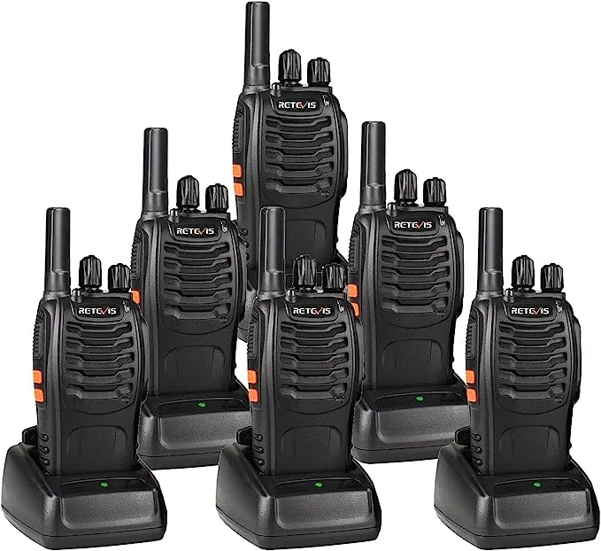 Case of 6,Retevis H-777 Walkie Talkies for Adults Long Range, Rechargeable Two-Way Radios,with 6-Way Multi Unit Charger,Flashlight Handheld Business 2 Way Radios