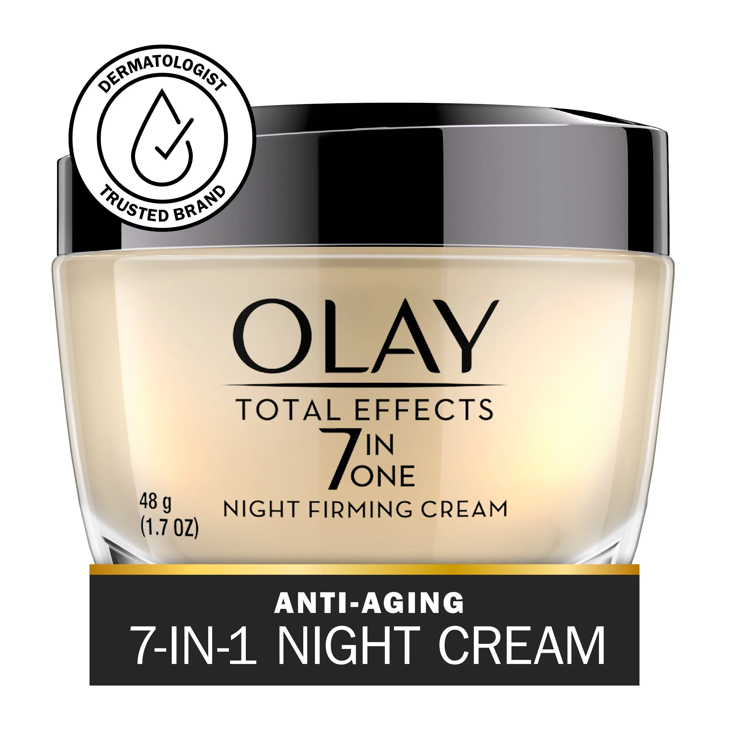 Olay Total Effects Night Firming Cream Face Moisturizer, Everyday Care for All Skin Types, 1.7 oz