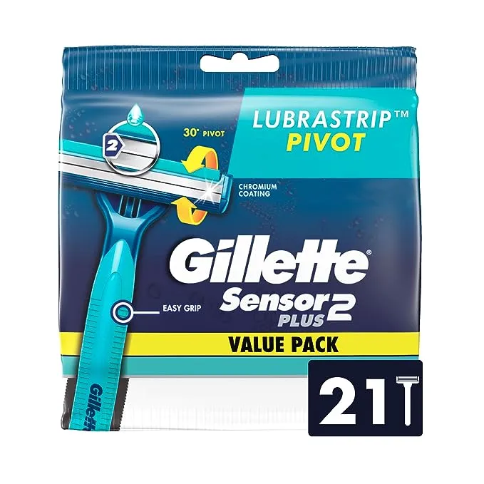 Gillette Sensor2 Disposable Razors for Men, Water Activated Lubrastrip to Help Avoid Skin Irritation, 18 count