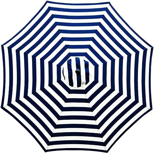 Sunnyglade 9ft Patio Umbrella Replacement Canopy Market Umbrella Top Outdoor Umbrella Canopy with 8 Ribs (Blue and White)