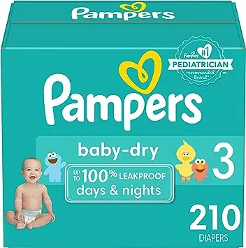 Pampers Baby Dry Diapers Size 3, 210 count - Disposable Diapers