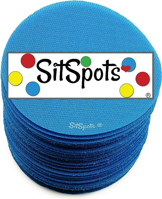 SitSpots® 30 Blue Circle Pack - The Original - Classroom Circle Floor Dots | The Original Sit Spots for Your Classroom Seating, Organizing and Managing Your Students (4" Circles (30), Blue)