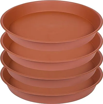 Bleuhome 4 Pack Plant Saucer 13 14 16 18 inch Heavy Duty Plastic Plant Saucer Round Plant Tray for Pots Flower Plant Saucers