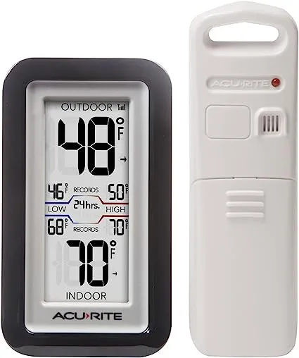 AcuRite Digital Indoor/Outdoor Wireless Thermometer, Black