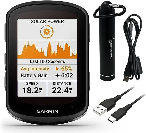 Garmin Edge 540 Solar GPS Cycling Computer, Button Controls, Advanced Navigation with Wearable4U Power Bank Bundle