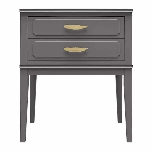 Stella 23.6 in. White Accent Table with 2 Drawers