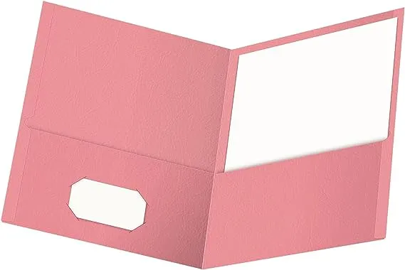 Oxford Twin-Pocket Folders, Textured Paper, Letter Size, Pink, Holds 100 Sheets, Box of 25 (57568EE)