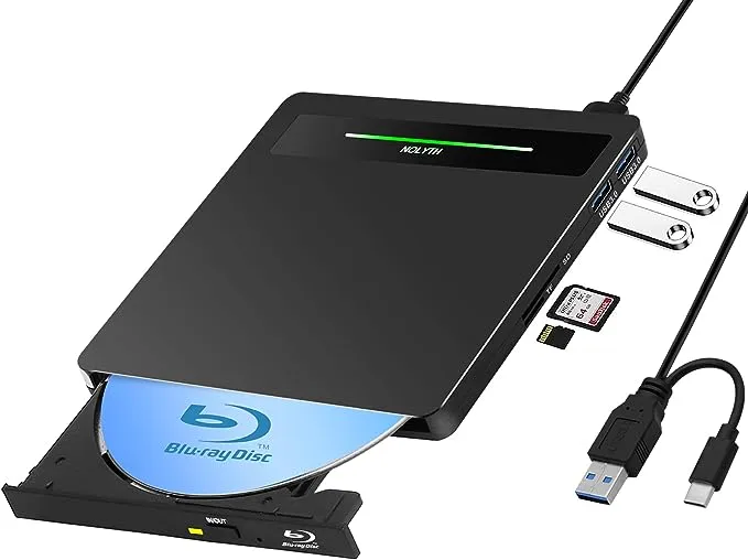 nolyth external blu ray dvd drive usb 3.0 type-c blu-ray dvd burner slim 3d portable bluray dvd/bd player with sd/tf/2 usb p