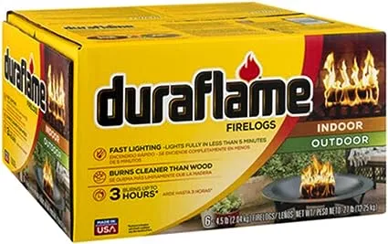 Duraflame 4.5파운드 3시간 장시간 연소 실내 실외 빠른 불길 캠핑, 화덕, 모닥불 및 벽난로용(6팩)