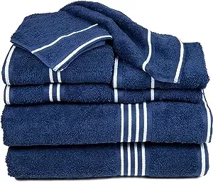 Lavish Home Rio 8 Piece 100% Cotton Towel Set - Navy