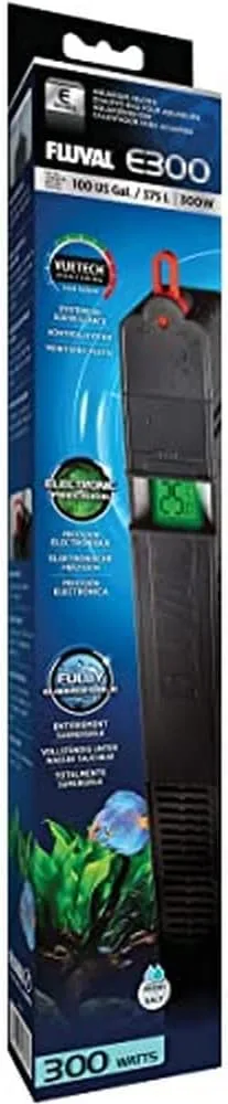 Fluval E300 Advanced Electronic Heater, 300-Watt Heater for Aquariums up to 100 Gal., A774, Blue