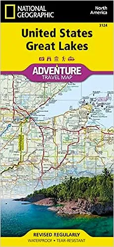 US, Great Lakes Map: North America ... by National Geographic  Sheet map, folded