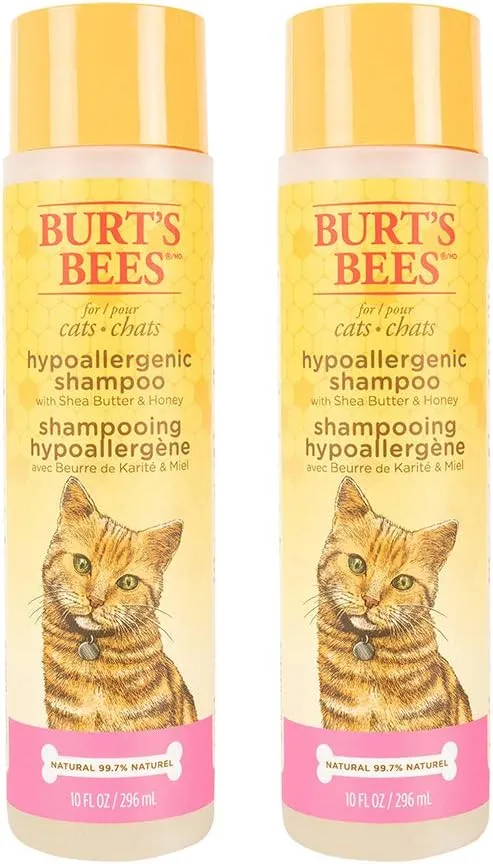 Burt's Bees for Pets Cat Hypoallergenic Shampoo With Shea Butter & Honey | Moisturizing & Nourishing Cat Shampoo | Cruelty, Sulfate & Paraben Free, pH Balanced for Cats - Made in USA, 10 Oz - 2 Pack